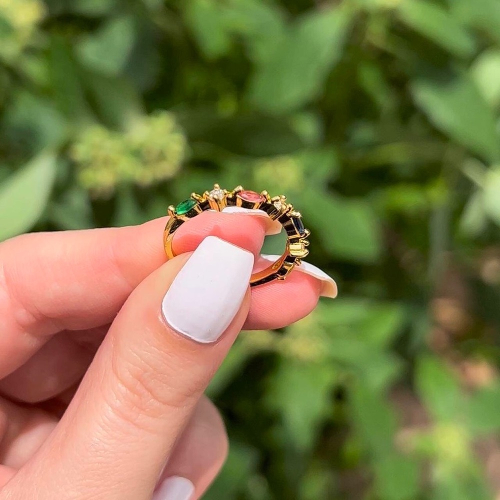 Gold & Colorful Diamond Gemstone Ring
